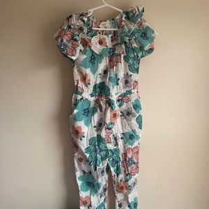 Jessica Simpson Floral Ruffle Sleeve Jumpsuit